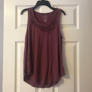 AEO Loose-Fitting, Burgundy Tank Top